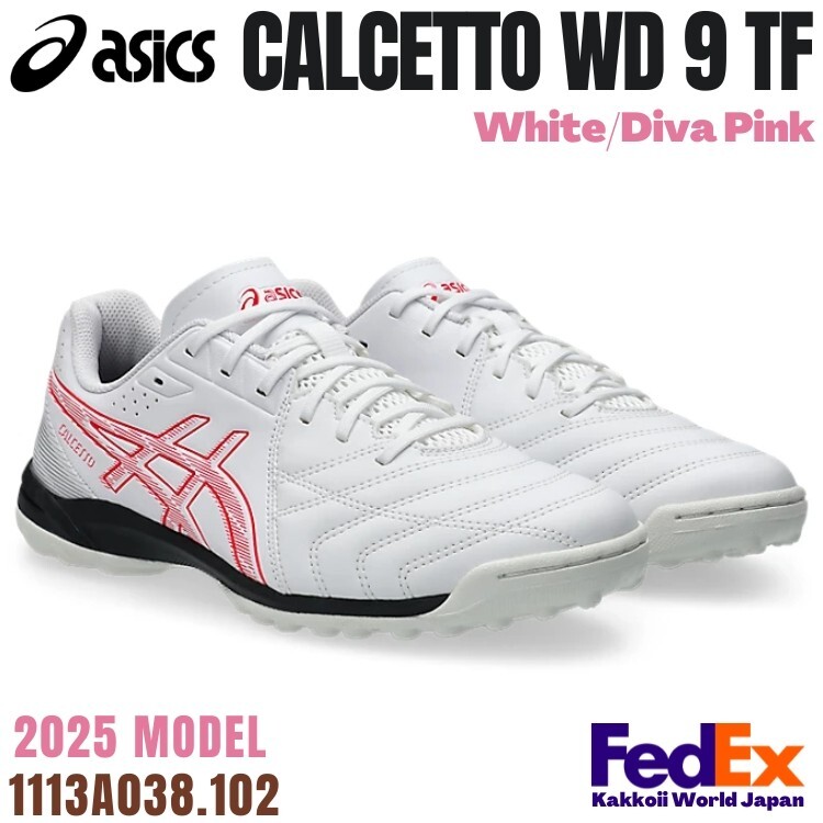 Asics Futsal Turf Shoes CALCETTO WD 9 TF White/Diva Pink 1113A038