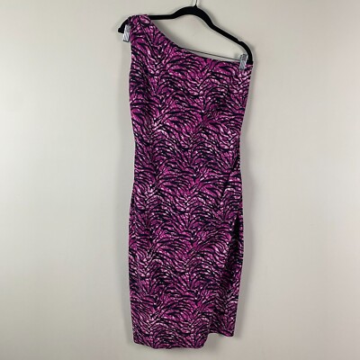 Chiara Boni La Petite Robe Gosia One-Shoulder Dress IT 46 US 10 Purple Tiger