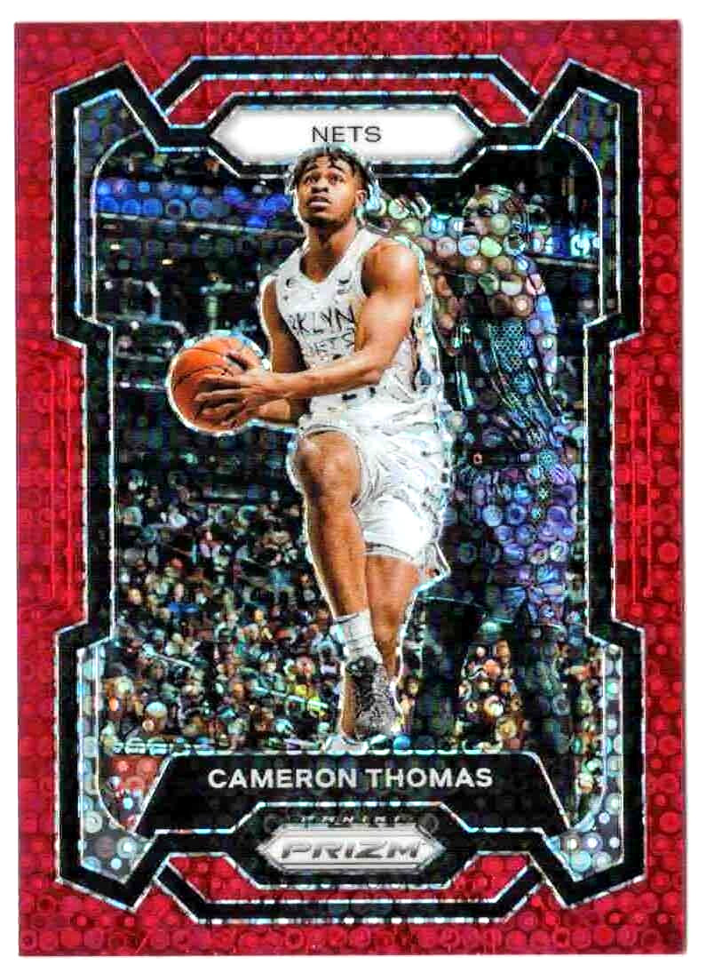 CAMERON THOMAS 2023-24 Panini Prizm Fast Break #113 Nets Red Disco /100 PRIZM!