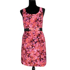 Ann Taylor Loft Dress 2 Purple Pink Orange Watercolor Dot Pocket Shift Lined LN