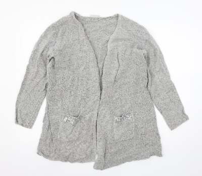 C&A Damenpullover grauer V-Ausschnitt Acryl-Cardigan Größe M