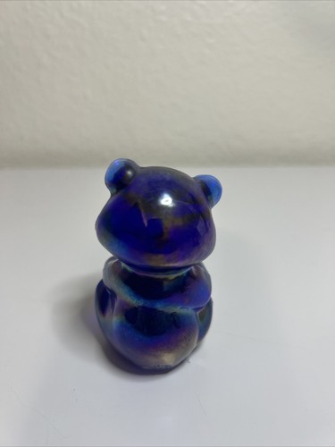 FENTON schillernd blau 3 Zoll massiv Kunst Glas Teddybär Deko Briefbeschwerer - Bild 3 von 5