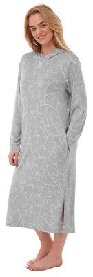 Damen Frauen weich warm grau Liebe Herz Print Liege Nachthemd-Größe 8/10