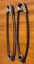 2 Vintage Large Safety Pins 3 3/4" Kilt Horse Blanket Skirt Scarf Laundry