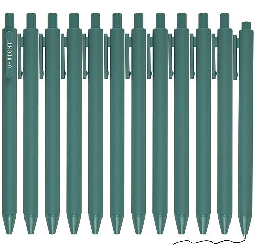 12 Pcs Gel Ink Pens Black Ink Green