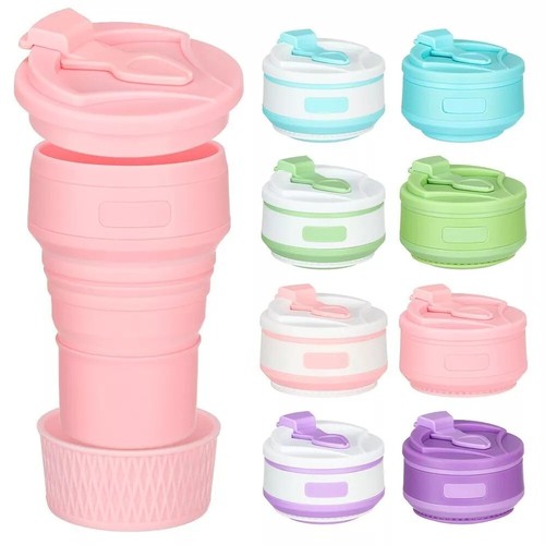350ML Foldable Water Cup Collapsible Silicone Cup Tea Travel Portable Coffee Mug - Picture 6 of 36