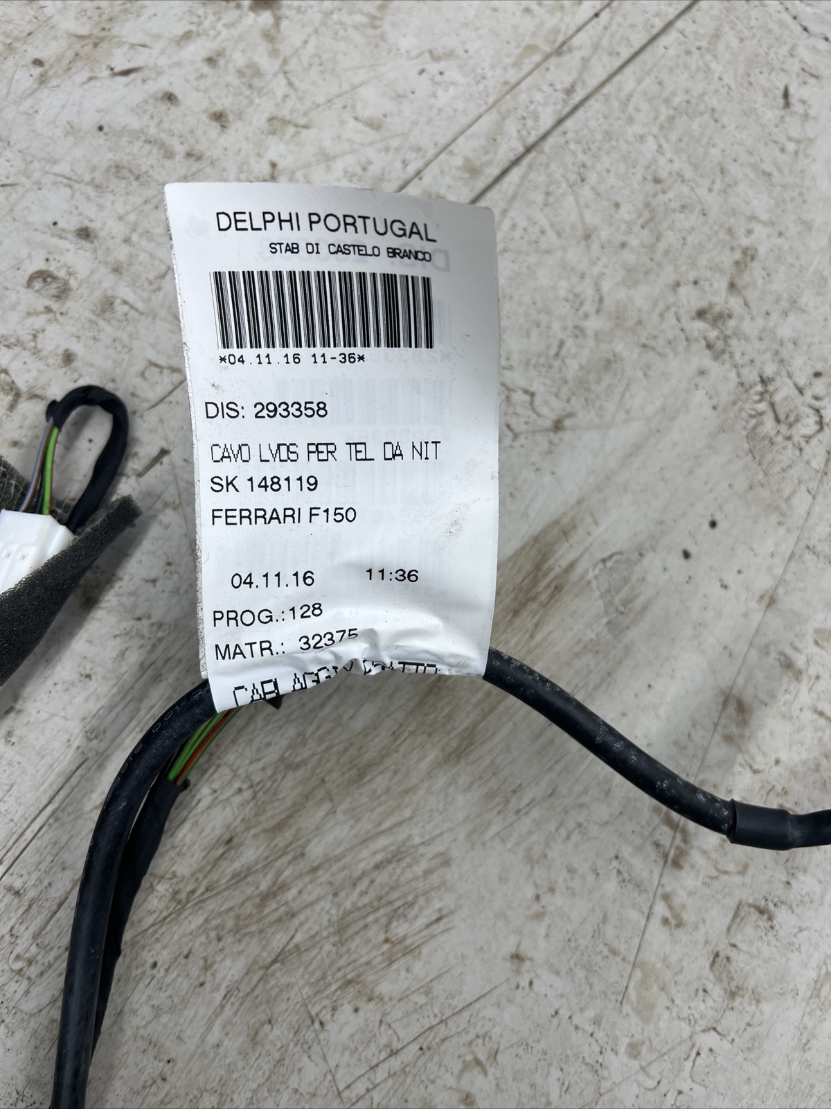 Ferrari 488 GTB Dash Dashboard Wiring Loom Harness Cables RHD 320170 J159