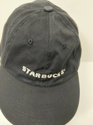 Starbucks Employee Worker Uniform Strapback Black White Script Hat