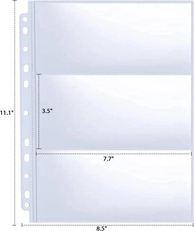 100 Sheets Currency Pages 3‑Pocket Sleeves – Archival Quality for Paper Money - Image 3 of 4
