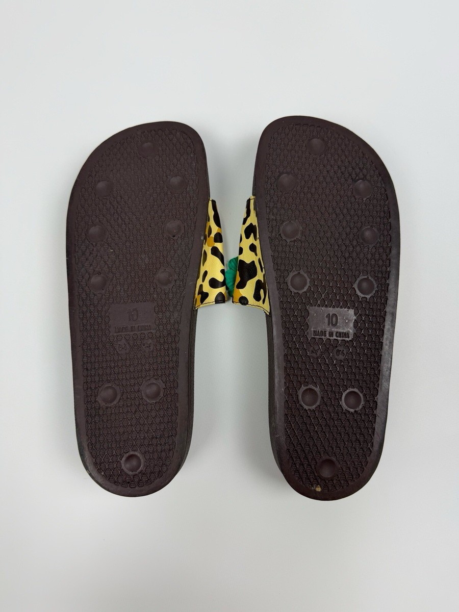 Adidas Jeremy Scott Adilette Leopard Floral Print Slipper Slides Sandals Size 13 Adidas Adilette x Jeremy Scott Leopard Floral Print Slides  main image 3