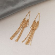 2pcs Gold Tassel Earring Charm,Earring Tassel Chain Pendant,Earwire Components