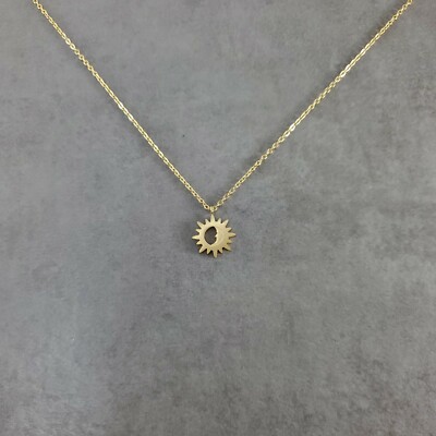 Sun Moon GOLD Plated Necklace Crescent Lunar Eclipse Nature Friendship Friend