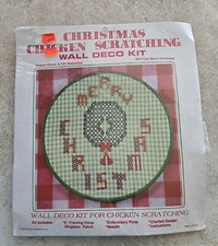 VTG Christmas Chicken Scratch Embroidery on Gingham WKit0039 MERRY CHRISTMAS