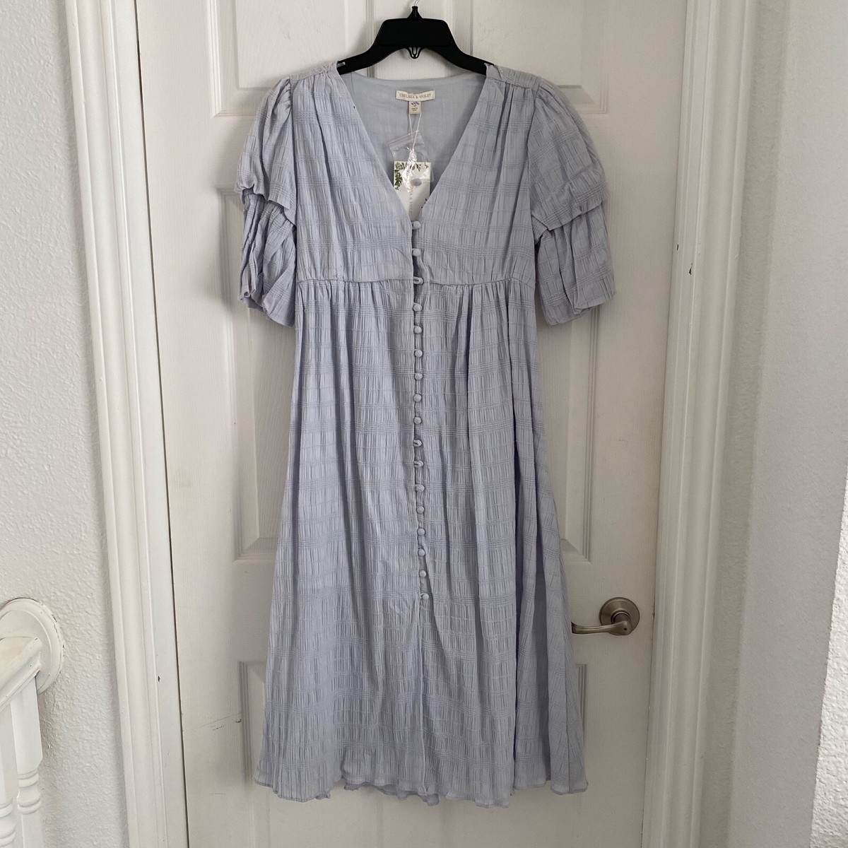 blue button down midi dress Tell It All Dusty Blue Button Down Midi Dress – Shop the Mint main image 1