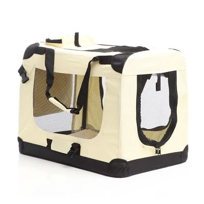 Fudajo faltbare Transportbox Beige M 60x42x44cm Hundebox Reisebox Katzenbox