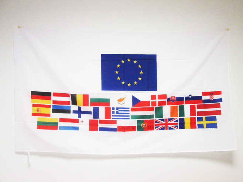 Drapeau Union Européenne 28 pays 150x90cm en polyester avec fourreau pour mât