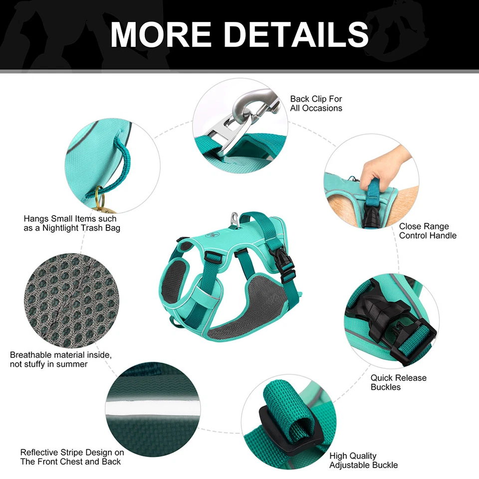 Hundegeschirr Brustgeschirr Verstellbar Mesh Gepolstert Reflektierend mit Griff - Bild 3 von 4