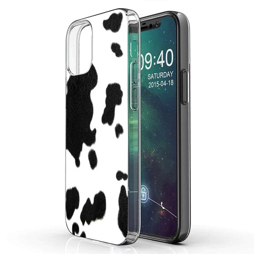 Clear TPU Phone Case Apple iPhone 12, 12 Pro,Cow Print3,Thin Soft Cover