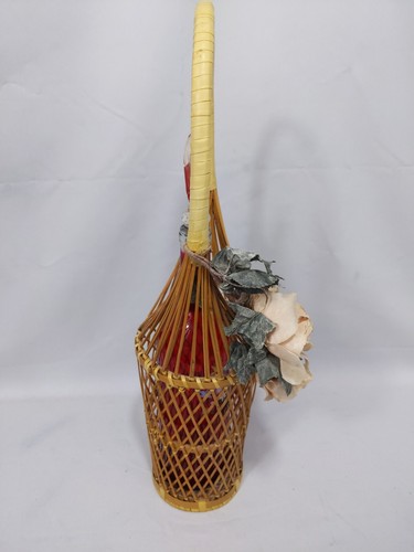 Craft Wine Bottle and Wicker Basket With floral accent 18" Tall home decoration - Picture 3 of 8