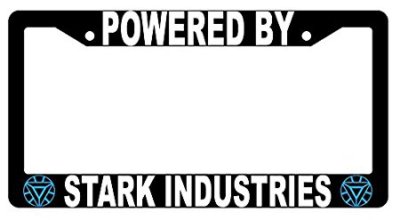 Black Plastic License Plate Frame POWERED BY STARK INDUSTRIES Auto Accessory 46