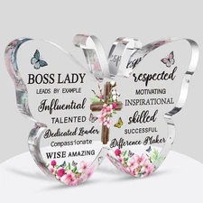 Barydat Acrylic Boss Lady Gifts for Women Inspirational Quotes Office Navy 