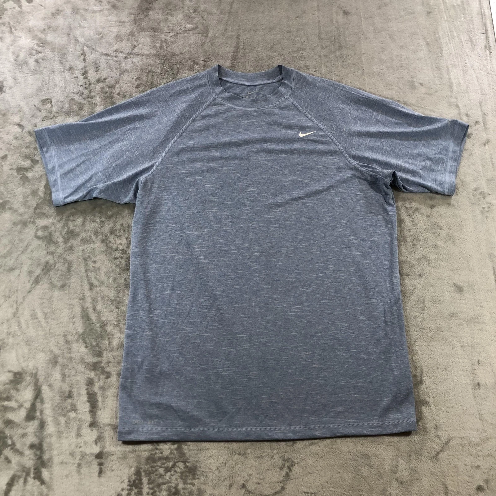 Nike Dri-FIT Shirt Mens Medium Blue Raglan UV UPF 40+ Swim Athletic Tee