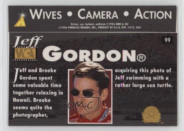 1996 Pinnacle Action Packed Wives Camera Action Jeff Gordon #99 HOF - Image 2 of 2