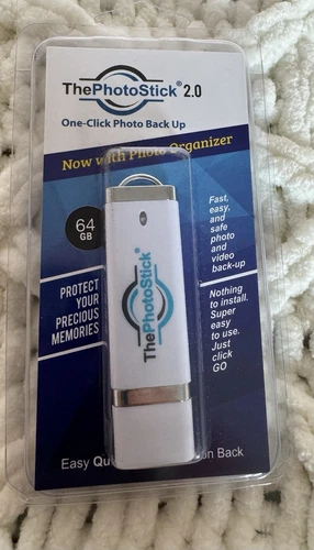 The PhotoStick 2.0 One Click Photo Back Up 64 GB New In Box Made In USA