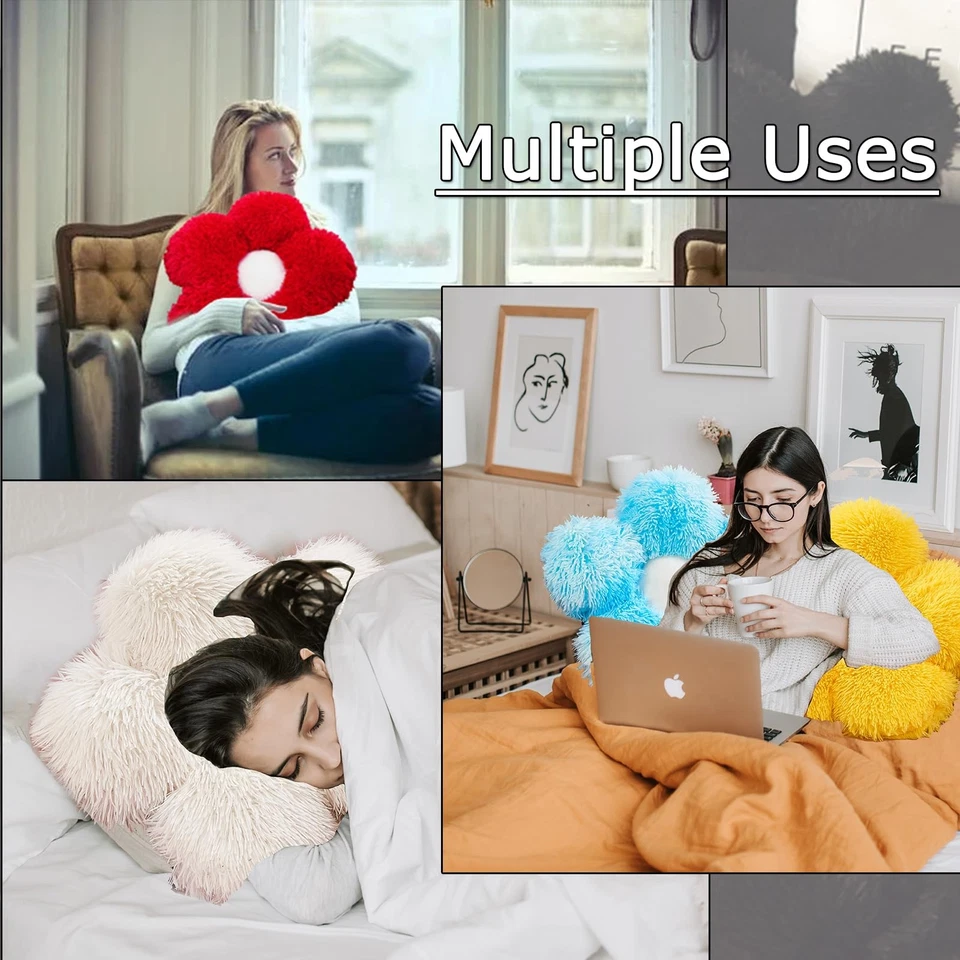 Flower Pillow Shaped Throw Pillows, 20" Floor Pillow Butt Cushion - Fluffy Sh... - Image 4 of 4