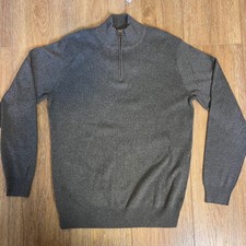Dockers Mens XL T Xl G 100 Cotton Gray 1/4 Zip Pullover Sweater