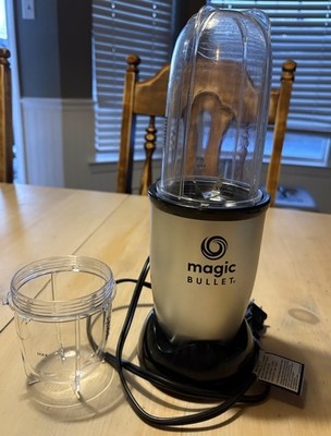Magic Bullet Mixer Blender Small Silver Stainless Steel Blade With 2 Cups