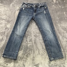 Miss Me Womens Blue Medium Wash 5-Pocket Design Denim Capri Jeans Size 29 L25