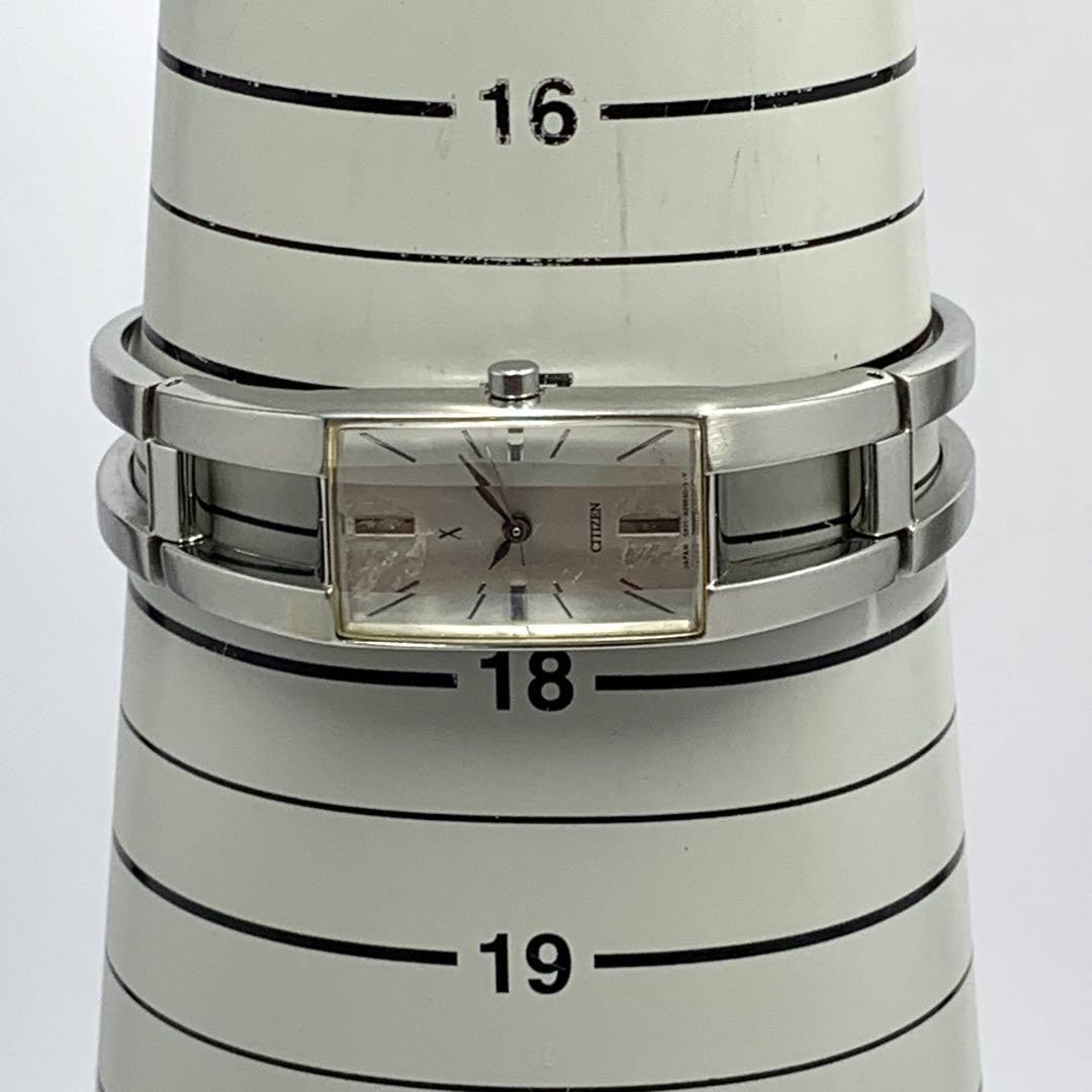 Citizen Quartz Watch Rectangular Silver Used CA11… - image 6