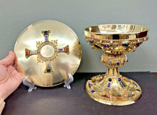 All Sterling Silver St. Remy Chalice and Paten with Enamels & Stones (CU106)