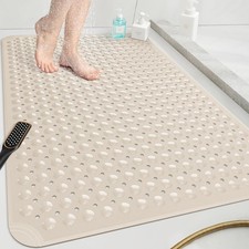 Non Slip Shower Mat Extra Large TPE Textured Suction Cups Fast Drain Safety New