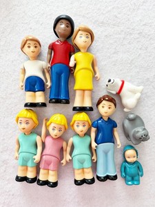 Vintage Little Tikes Dollhouse Figures Lot Family People Pets Dog Cat Baby
