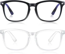 Blue Light Blocking Glasses for Women/Men Clear Frame Square Black+clear 