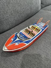 1959 Rare Vintage Marusan Tin Litho Robot Boat / Speed Boat No. 7 Working