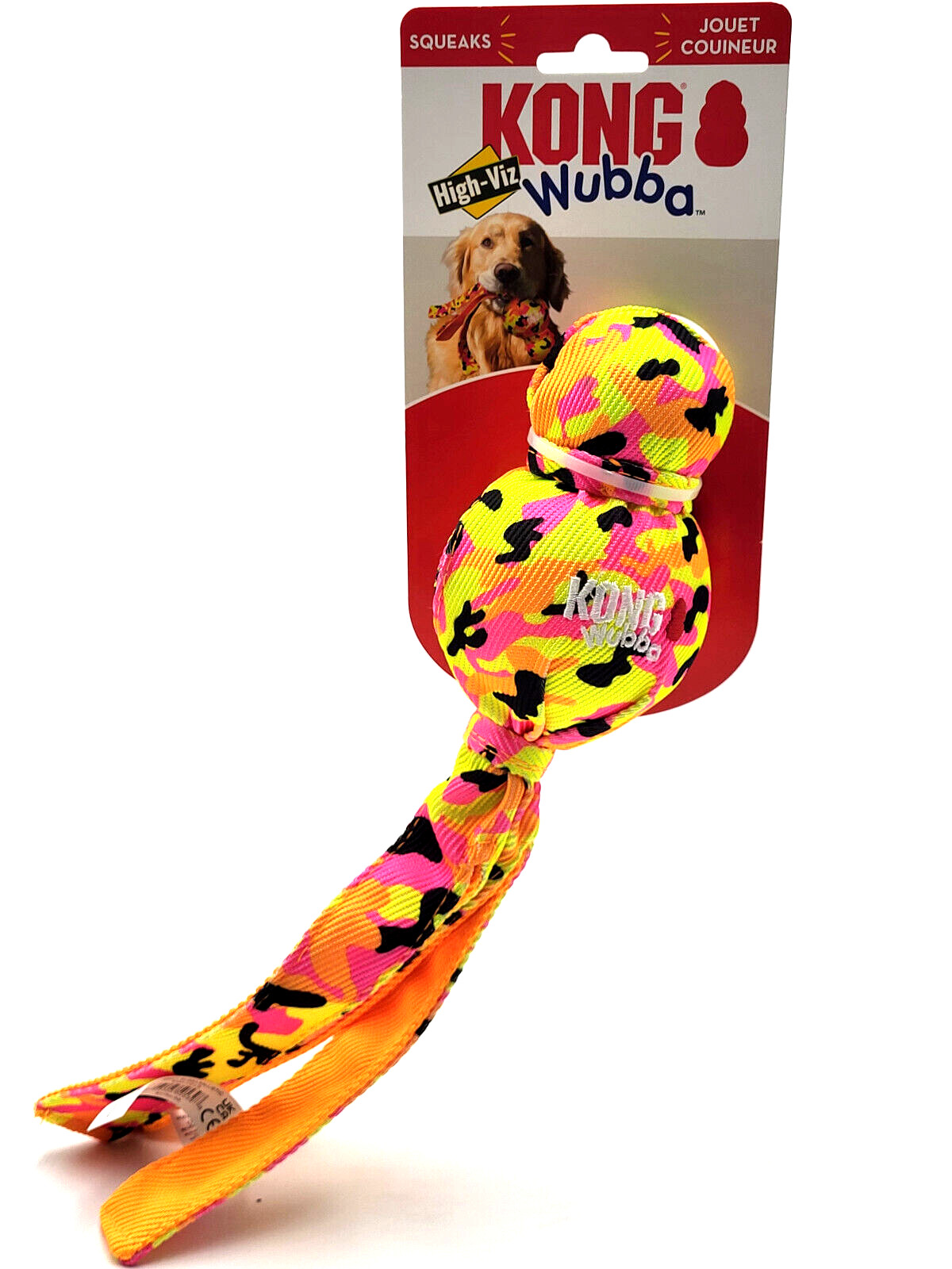 KONG Wubba Ballistic Large High-Viz Squeaky Tug & Shake Dog Fetch Toy 13"