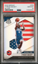 Graded 2020 Panini Mosaic Tyrese Maxey #259 Silver Rookie Basketball Card PSA 10