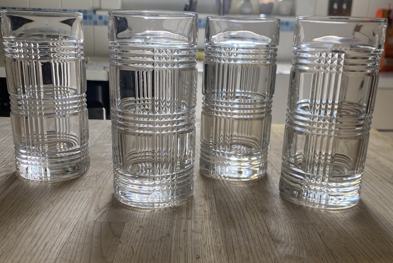 Lauren Ralph Lauren Glen Plaid Highball Crystal  Blown Glass 6.25"  Yellowstone 
