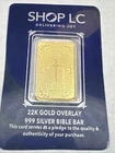 Shop LC 10gram .999 Silver 22k Gold Overlay Holy Bible Bar In Card Unopened.
