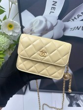 Chanel Flap Bag Adjustable Ball Chain Yellow Lambskin Gold Hardware[Duties Paid]
