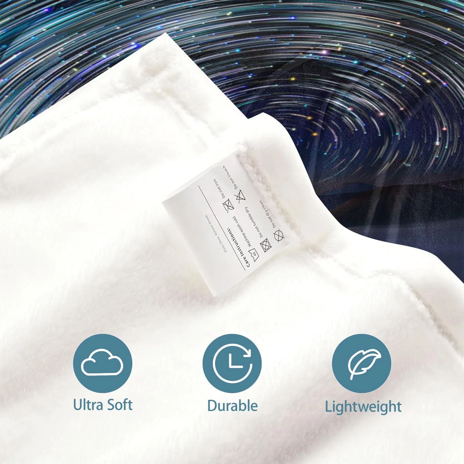 Seahorse Fleece Blanket for Women, Soft and Warm Light Blue Throw