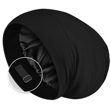 Satin Lined Hair Bonnet for Sleeping, Sleep Cap for Women and Men with Adjustabl
