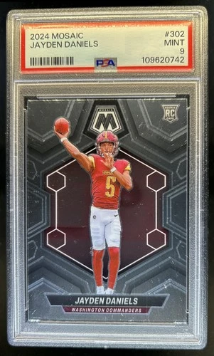 2024 Panini Mosaic Jayden Daniels RC Rookie #302 Commanders PSA 9