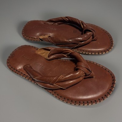 ACNE STUDIOS Thong Flat Sandal BROWN LEATHER TWISTED STRAP 38. Made in Italy