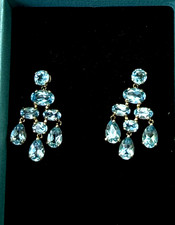 Blue Topaz 14K Yellow Gold Chandelier Earrings