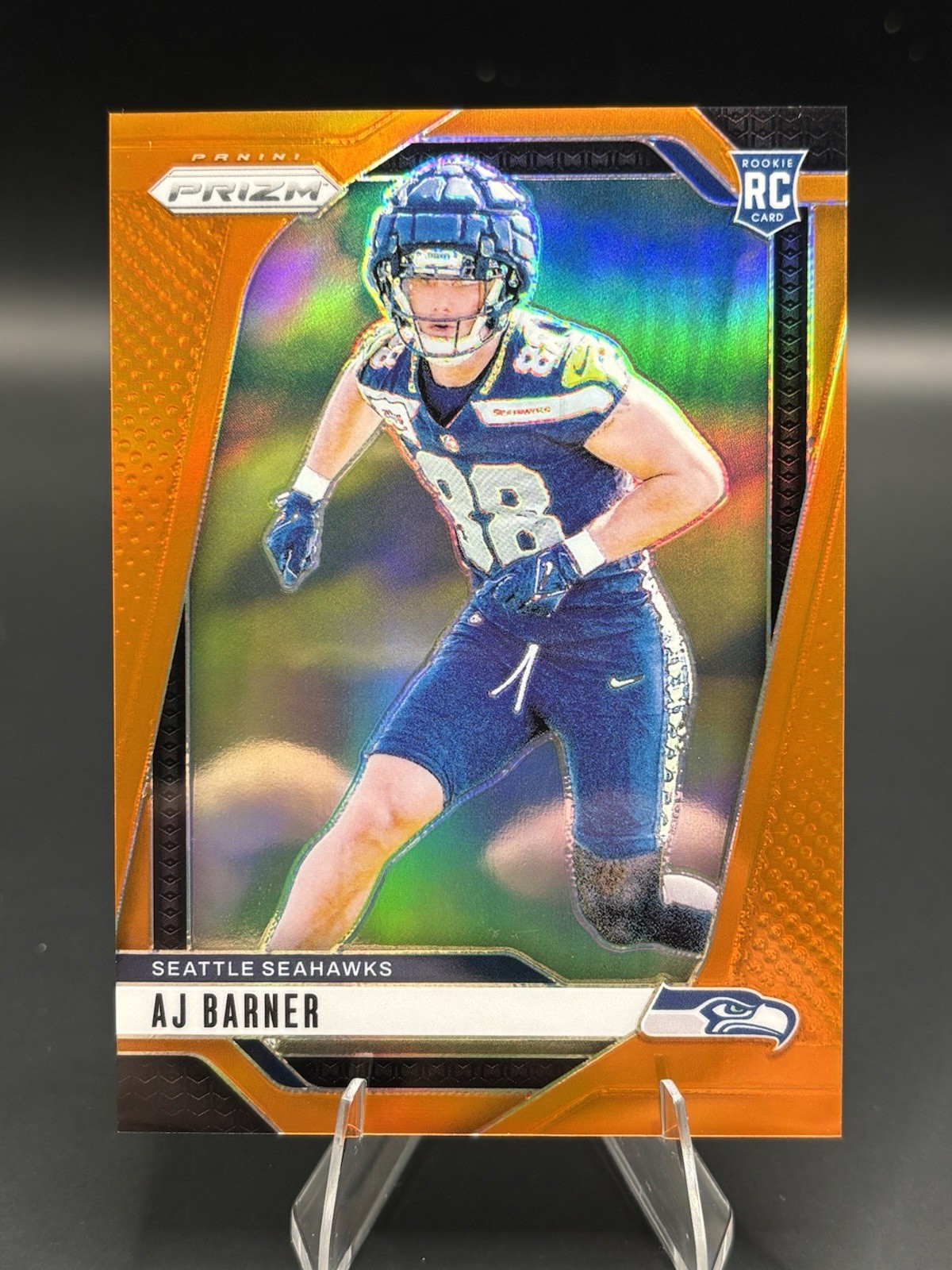 2024 Panini Prizm Football NFL AJ Barner RC Rookie Orange 090/249 #304