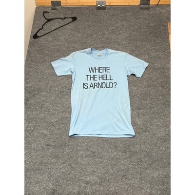 Vintage Stedman Where The Hell Is Arnold? T-Shirt Blue Map Graphic Mens Medium